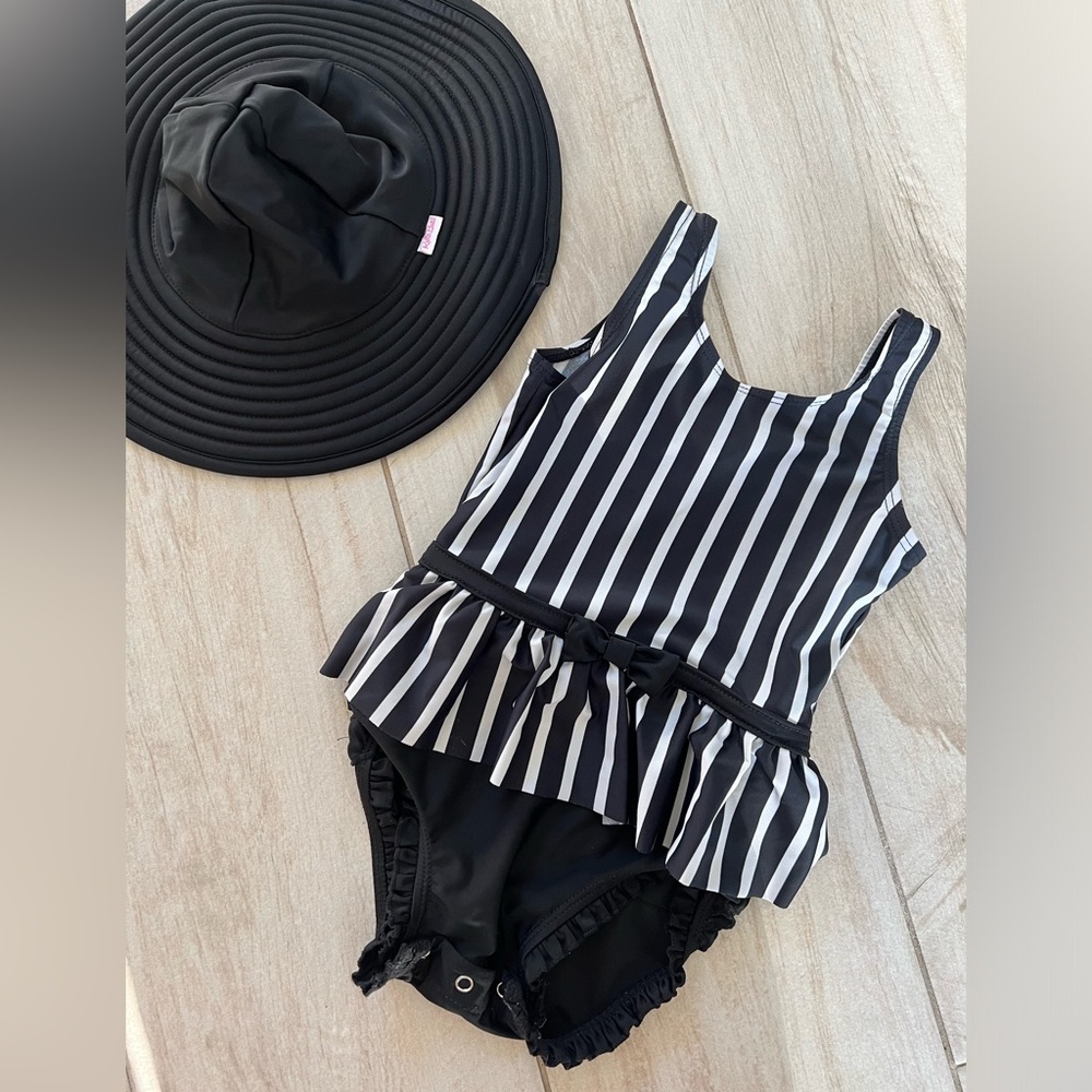 Ruffle Butt Swimsuit and Swim Hat